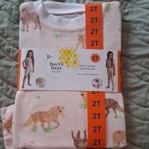 Burt's Bees Kids Pajama Set - Cream with Horse Print